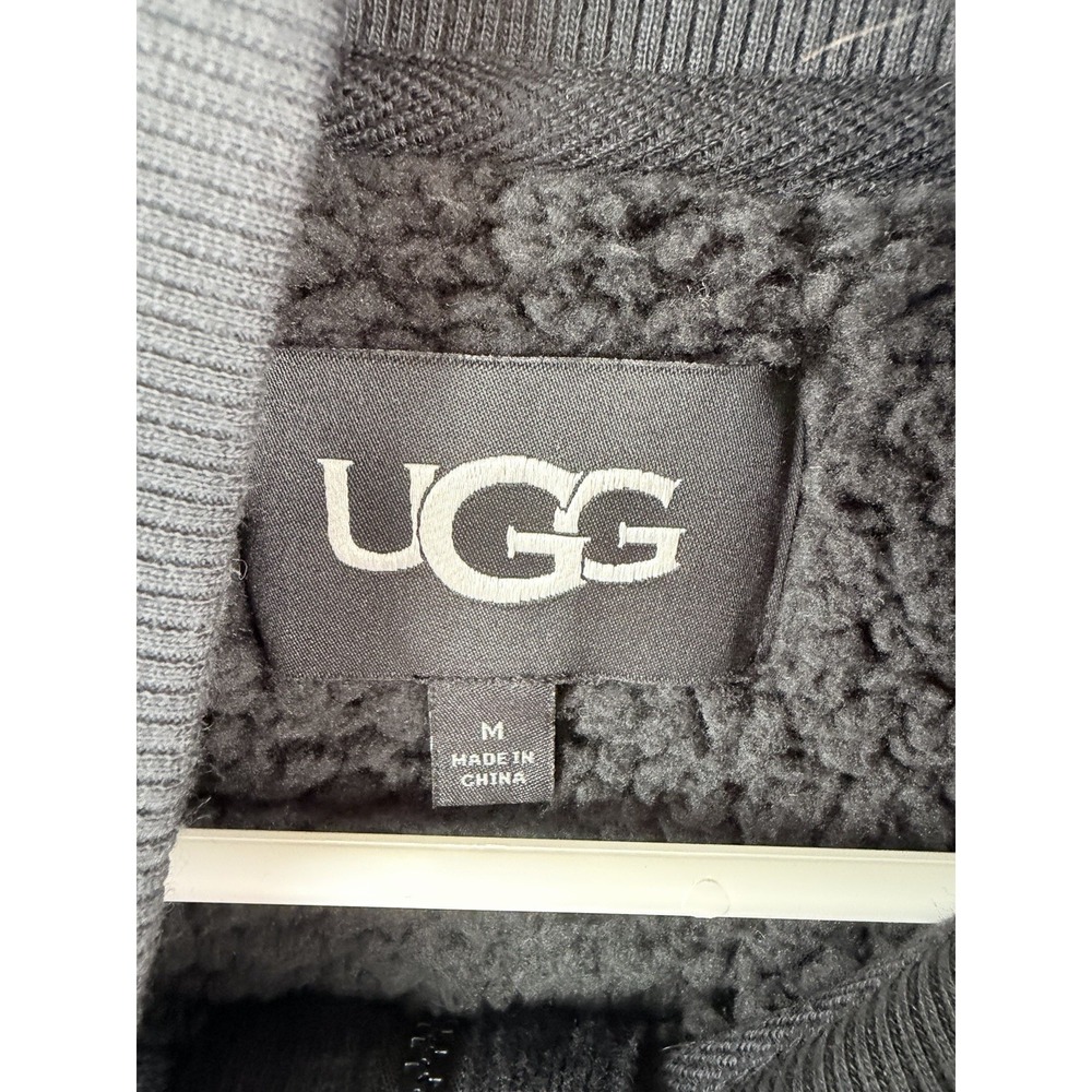 UGG Sherpa Fleece Pullover Women's M Black Half Zip Teddy Faux Fur Granola Cozy‎ - Picture 4 of 8